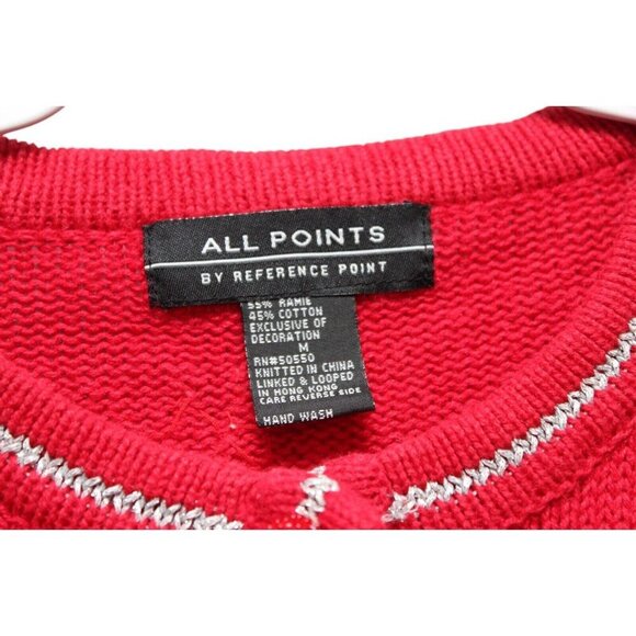 Vintage 90s Cardigan Sweater Medium Embroidered Sequin Beaded Holiday Winter - Picture 9 of 12